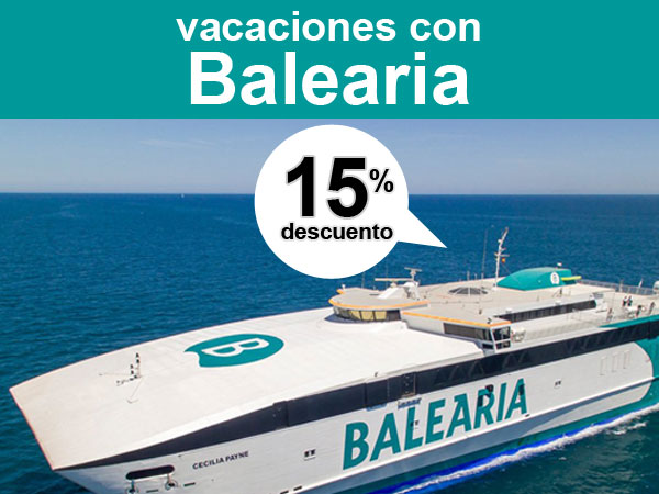 Balearia 15 por ciento de descuento en la ruta en ferry Valencia Ibiza con el código VIAJA15