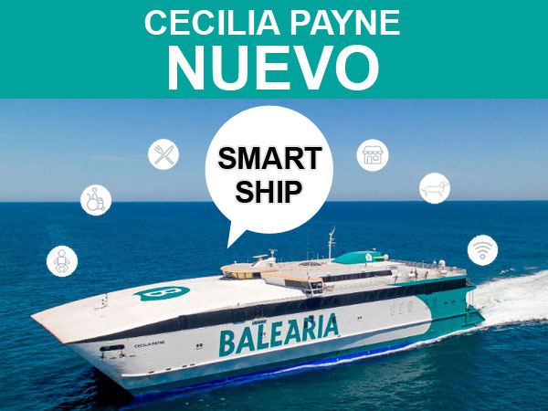 Cecilia Payne Smart ferry de Balearia en la ruta Barcelona Menorca y Barcelona Mallorca este verano de 2022