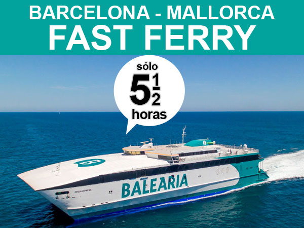 fast ferry Barcelona Mallorca de Balearia, sólo 5:30 horas a Alcudia con escala en Ciutadella (Menorca)