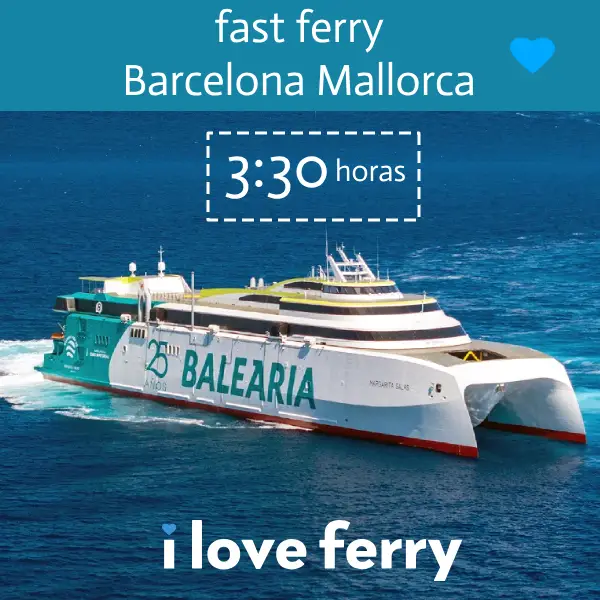 fast ferry Barcelona Mallorca de Balearia, sólo 5:30 horas a Alcudia con escala en Ciutadella (Menorca)