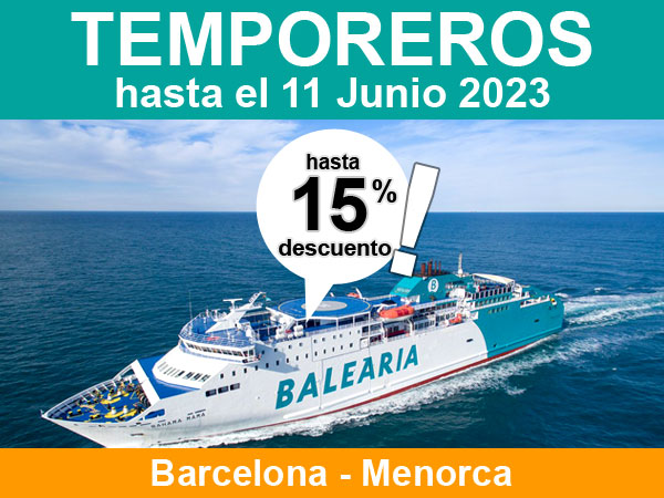 ferry barcelona menorca con coche 15 por ciento de descuento