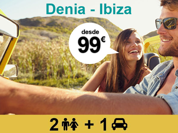 Oferta de Balearia en la ruta de ferry Denia Ibiza con coche 99 euros, excursión de un día para 2 adultos