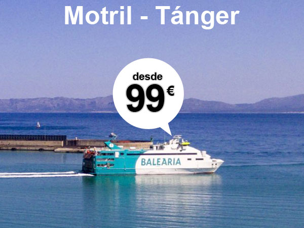 Oferta de ferry Motril Tanger desde 99 euros para 2 personas con coche en Balearia